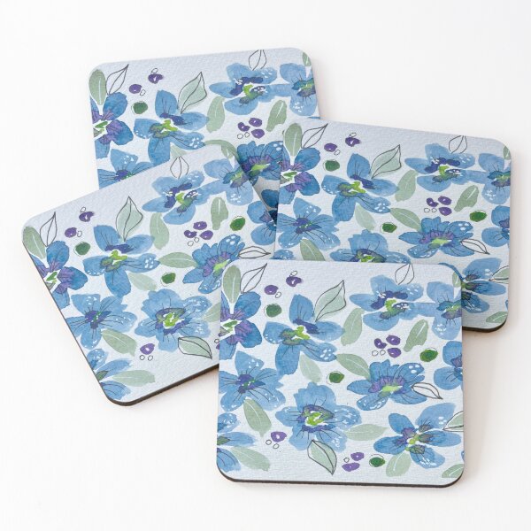 Item preview, Blue Flowers Pattern in Watercolor  designed and sold by LakeArtWorks.