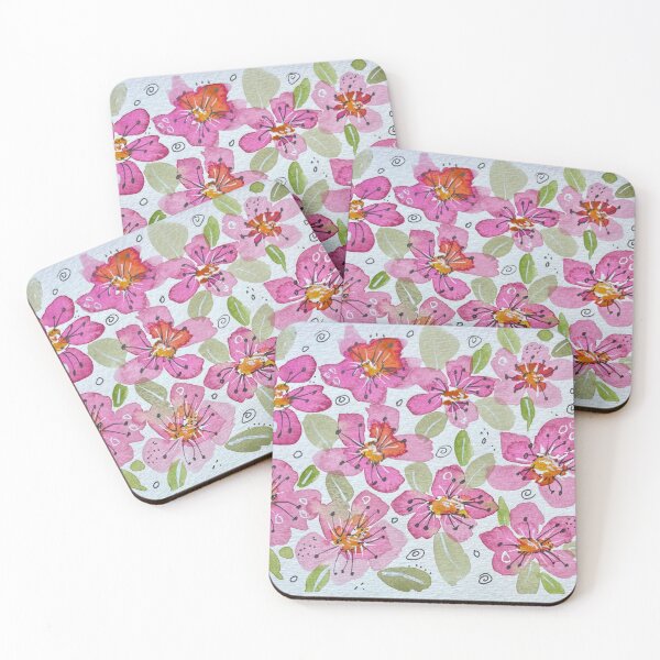 Item preview, Pink Flowers Pattern in Watercolor  designed and sold by LakeArtWorks.