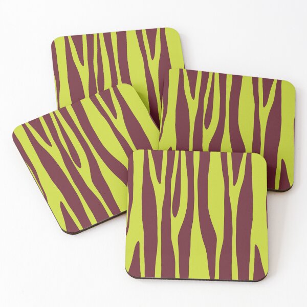 Item preview, Abstract Organic Wild Stripe Pattern in Burgundy and Chartreuse designed and sold by kierkegaard.