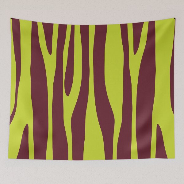 Item preview, Abstract Organic Wild Stripe Pattern in Burgundy and Chartreuse designed and sold by kierkegaard.