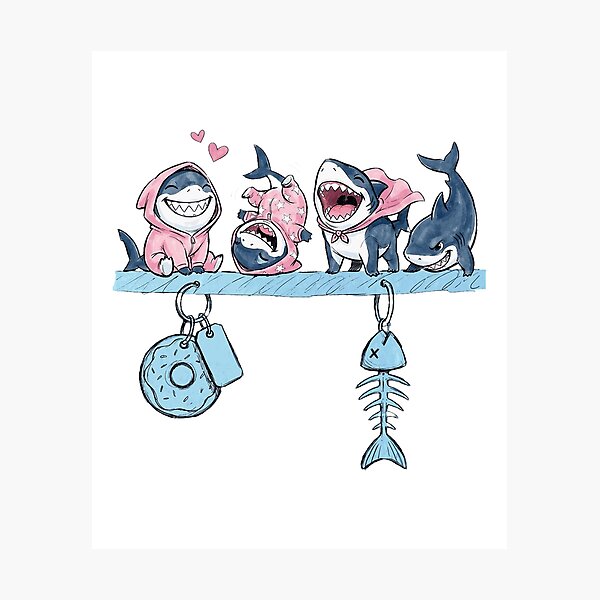 Item preview, Cute Cartoon Sharks Pajama Party Charm designed and sold by anamartineze.
