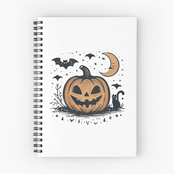 Item preview, Vintage Halloween Pumpkin Cat Moon Bats Spooky designed and sold by FestivityFinds.