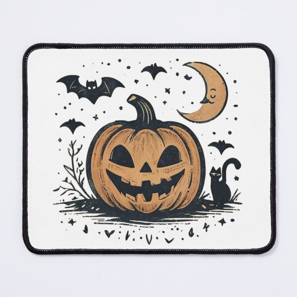 Item preview, Vintage Halloween Pumpkin Cat Moon Bats Spooky designed and sold by FestivityFinds.