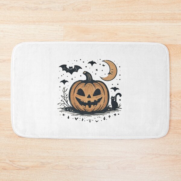Item preview, Vintage Halloween Pumpkin Cat Moon Bats Spooky designed and sold by FestivityFinds.