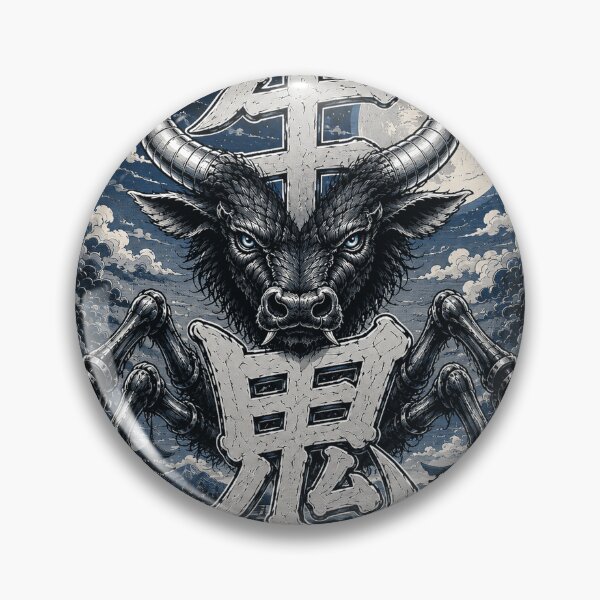 Item preview, USHI-ONI GUARDIAN OF THE SILVER MOON JAPANESE KANJI YOKAI ART designed and sold by Handcan.