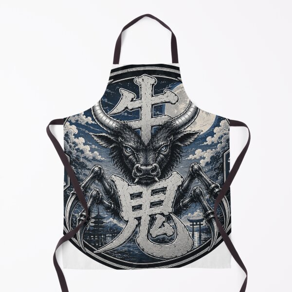 Item preview, USHI-ONI GUARDIAN OF THE SILVER MOON JAPANESE KANJI YOKAI ART designed and sold by Handcan.