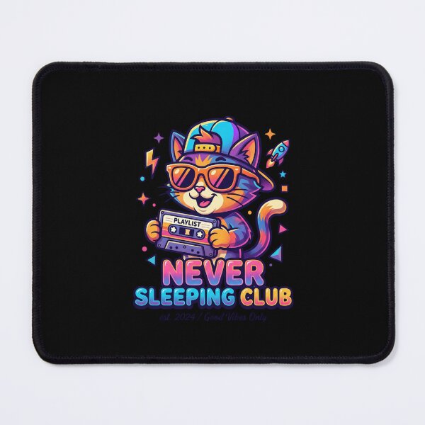 Item preview, Never Sleeping Club - Retro 90s Neon Cat Mascot designed and sold by rich-moda.
