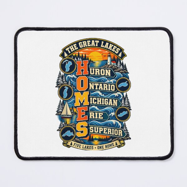 Item preview, The Great Lakes H.O.M.E.S. Funny Lakes Travel Nature Design designed and sold by Glow-Paw-Studio.