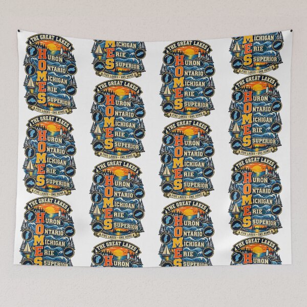 Item preview, The Great Lakes H.O.M.E.S. Funny Lakes Travel Nature Design designed and sold by Glow-Paw-Studio.