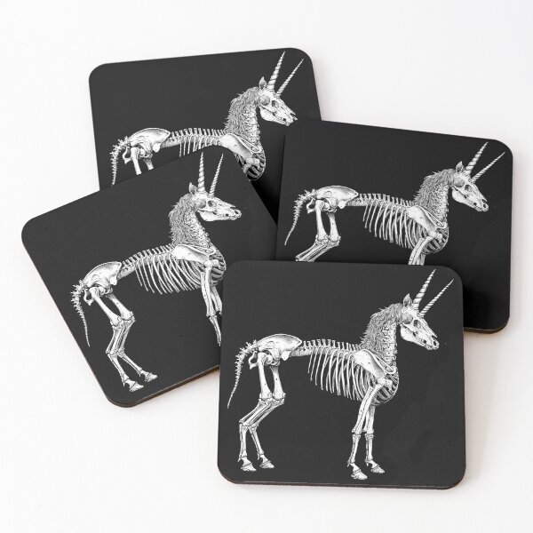 Item preview, Skeletal Unicorn Gothic Horse Skeleton Black and White Art Design designed and sold by inkoutninja.