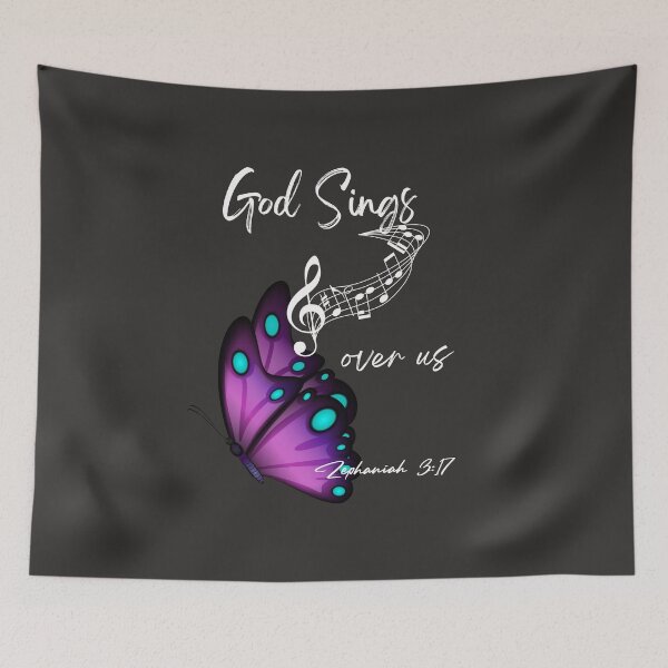 Item preview, God Sings Over Us – Butterfly & Treble Clef Christian Design designed and sold by TetelestaiWeave.