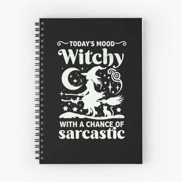 Item preview, Today’s Mood Witchy With A Chance Of Sarcastic – Vintage Witch Broom Black Cat Moon Stars Retro Halloween designed and sold by FestivityFinds.