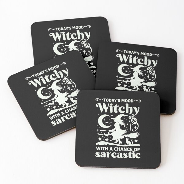 Item preview, Today’s Mood Witchy With A Chance Of Sarcastic – Vintage Witch Broom Black Cat Moon Stars Retro Halloween designed and sold by FestivityFinds.