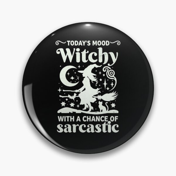 Item preview, Today’s Mood Witchy With A Chance Of Sarcastic – Vintage Witch Broom Black Cat Moon Stars Retro Halloween designed and sold by FestivityFinds.