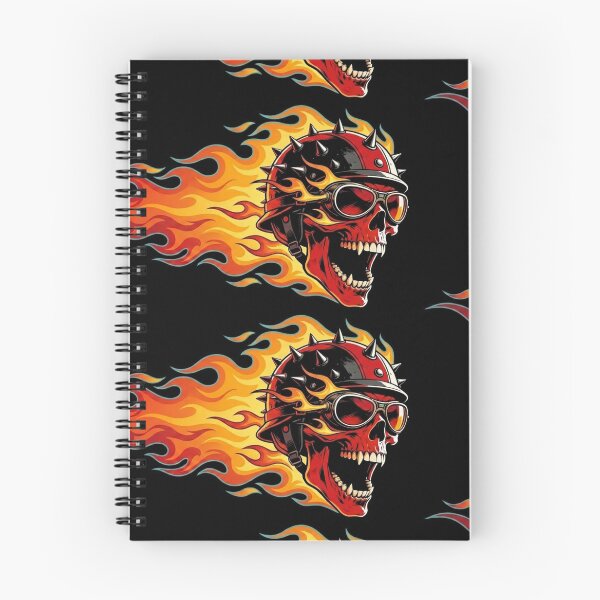 Item preview, Flaming Biker Skull wearing Spiked Helmet designed and sold by Skulls & Calaveras.