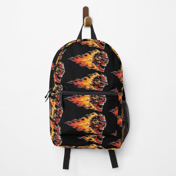 Item preview, Flaming Biker Skull wearing Spiked Helmet designed and sold by Skulls & Calaveras.