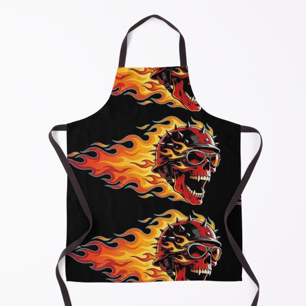 Item preview, Flaming Biker Skull wearing Spiked Helmet designed and sold by Skulls & Calaveras.