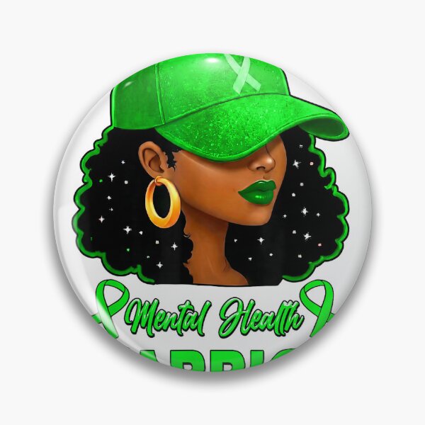 Item preview, Mental Health Warrior Afro Black Girl Green Awareness Ribbon T-Shirt designed and sold by Serhotep.