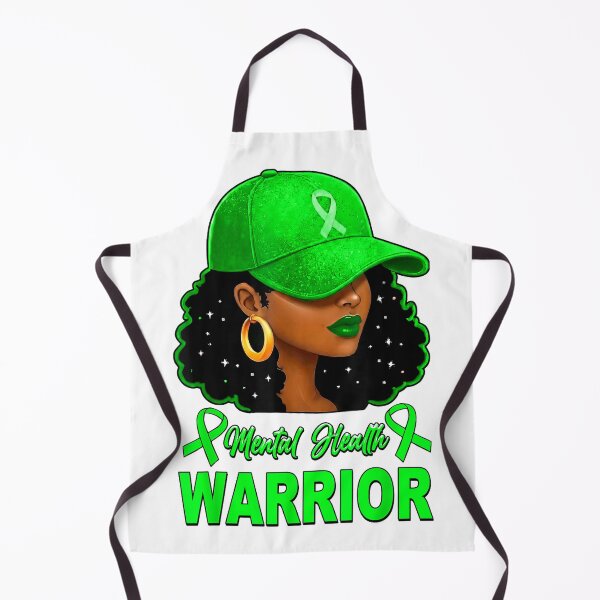 Item preview, Mental Health Warrior Afro Black Girl Green Awareness Ribbon T-Shirt designed and sold by Serhotep.