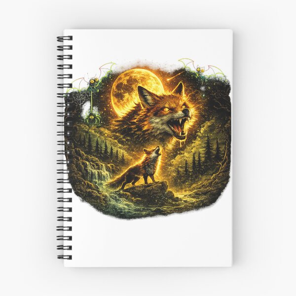 Item preview, Wild fox Howling At The Moon Dark Forest Night designed and sold by QuiteOrbit.
