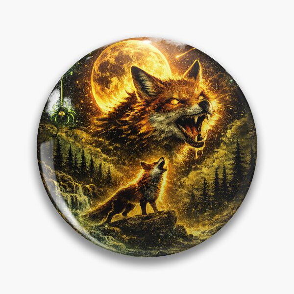 Item preview, Wild fox Howling At The Moon Dark Forest Night designed and sold by QuiteOrbit.