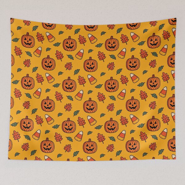 Item preview, Yellow Halloween Pumpkin Pattern designed and sold by MZS Studio.