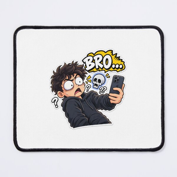 Item preview, BRO… Stunned Phone Reaction Cartoon Sticker designed and sold by Memerzero.