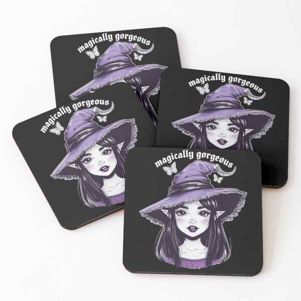 Item preview, Magically Gorgeous Witch – Cute Gothic Elf Witch Girl in Purple Lace Hat with Butterflies, Pastel Goth Halloween designed and sold by FestivityFinds.