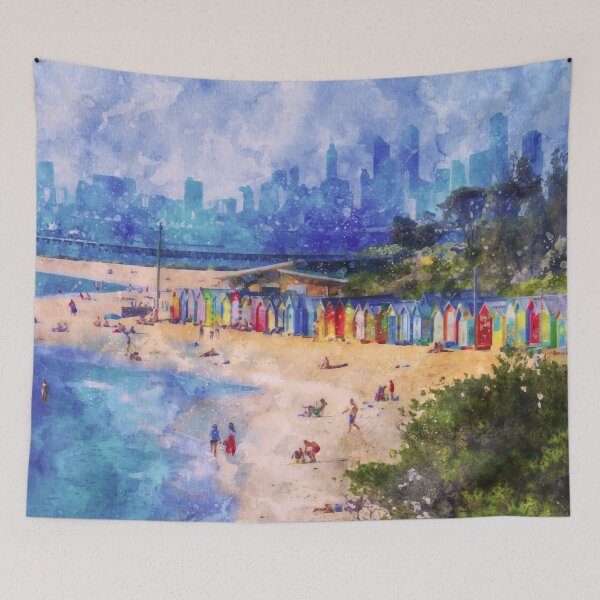 Item preview, The Bath Huts at Brighton Beach Watercolor designed and sold by Steven Jodoin.