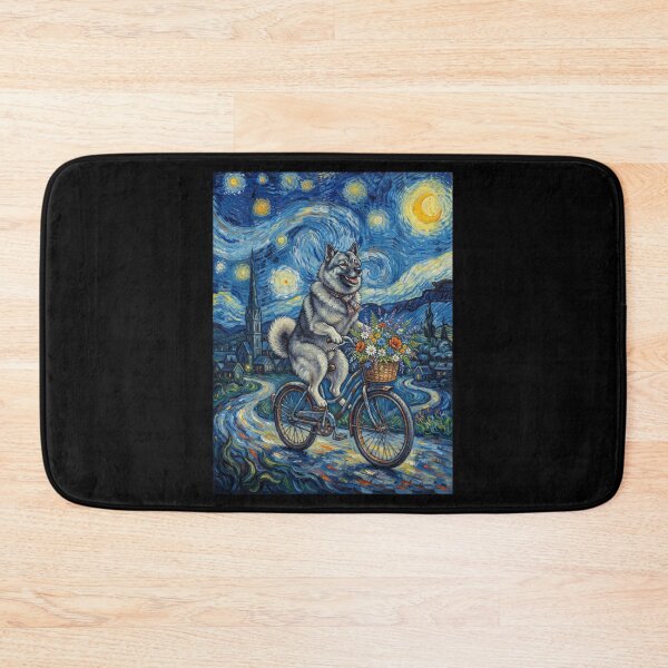 Item preview, Norwegian Elkhound Biking Bike Starry Night Van Gogh Art Dog Lover designed and sold by dian-rody-crest.