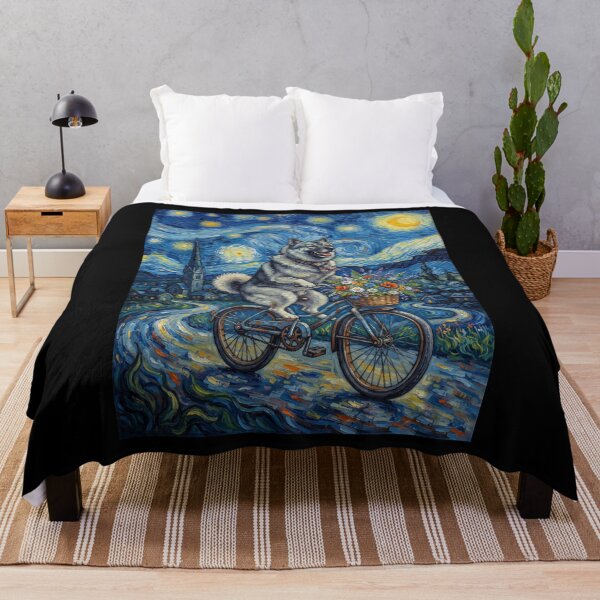 Item preview, Norwegian Elkhound Biking Bike Starry Night Van Gogh Art Dog Lover designed and sold by dian-rody-crest.