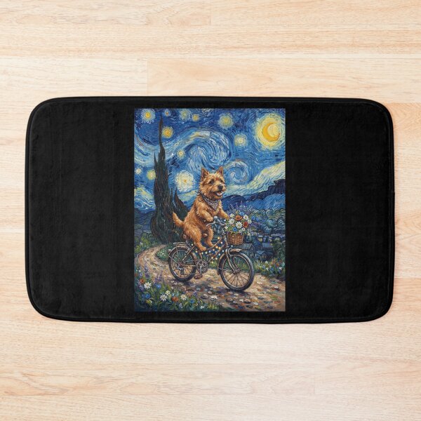 Item preview, Norwich Terrier Biking Bike Starry Night Van Gogh Art Dog Lover designed and sold by dian-rody-crest.
