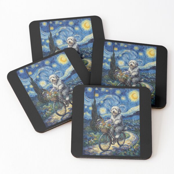 Item preview, Old English Sheepdog Biking Bike Starry Night Van Gogh Art Dog Lover designed and sold by dian-rody-crest.