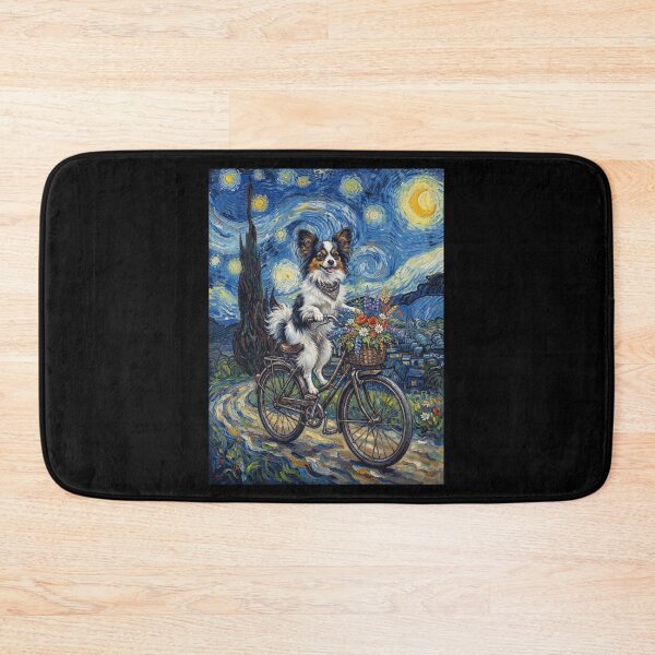 Item preview, Papillon Biking Bike Starry Night Van Gogh Art Dog Lover designed and sold by dian-rody-crest.