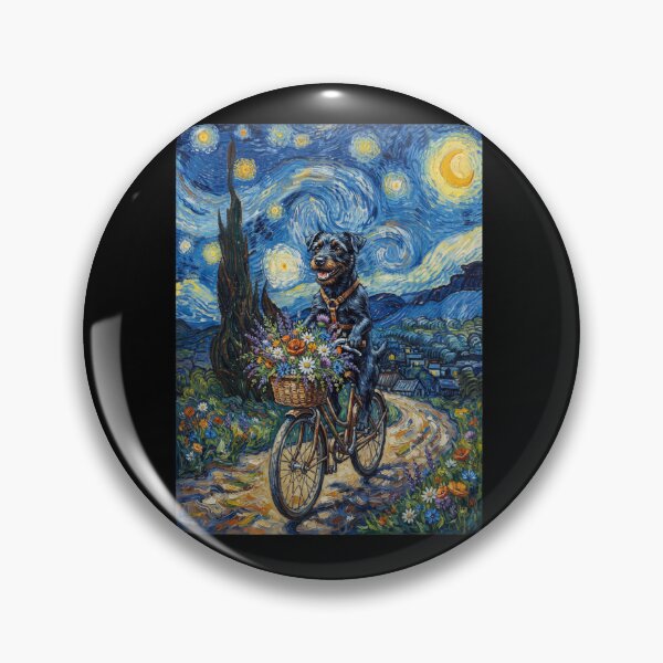 Item preview, Patterdale Terrier Biking Bike Starry Night Van Gogh Art Dog Lover designed and sold by dian-rody-crest.
