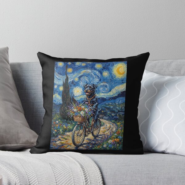 Item preview, Patterdale Terrier Biking Bike Starry Night Van Gogh Art Dog Lover designed and sold by dian-rody-crest.
