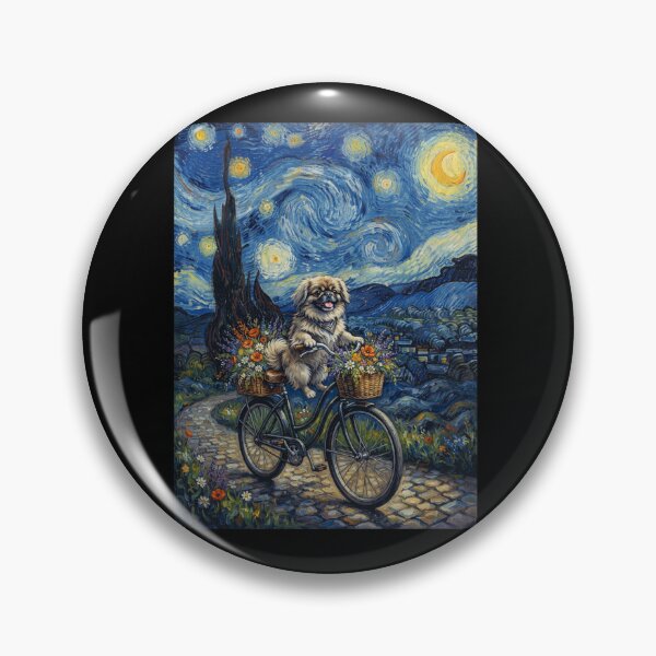 Item preview, Pekingese Biking Bike Starry Night Van Gogh Art Dog Lover designed and sold by dian-rody-crest.