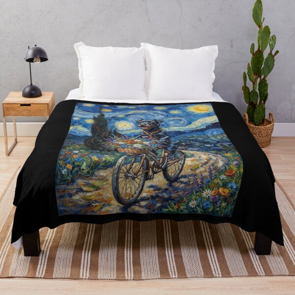Item preview, Patterdale Terrier Biking Bike Starry Night Van Gogh Art Dog Lover designed and sold by dian-rody-crest.