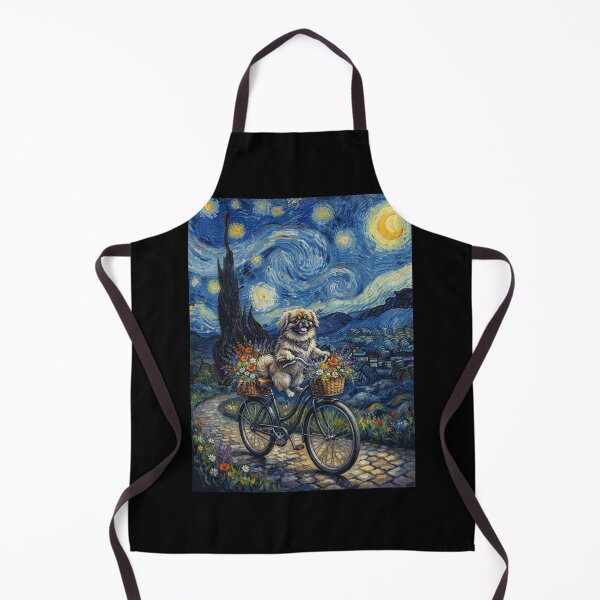 Item preview, Pekingese Biking Bike Starry Night Van Gogh Art Dog Lover designed and sold by dian-rody-crest.