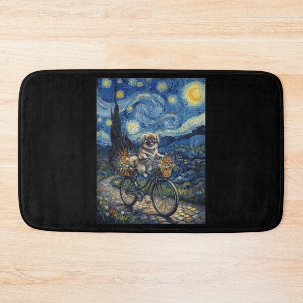 Item preview, Pekingese Biking Bike Starry Night Van Gogh Art Dog Lover designed and sold by dian-rody-crest.
