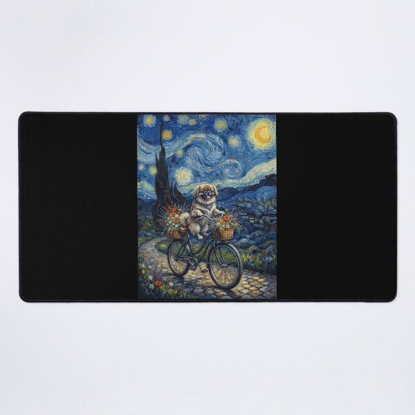 Item preview, Pekingese Biking Bike Starry Night Van Gogh Art Dog Lover designed and sold by dian-rody-crest.