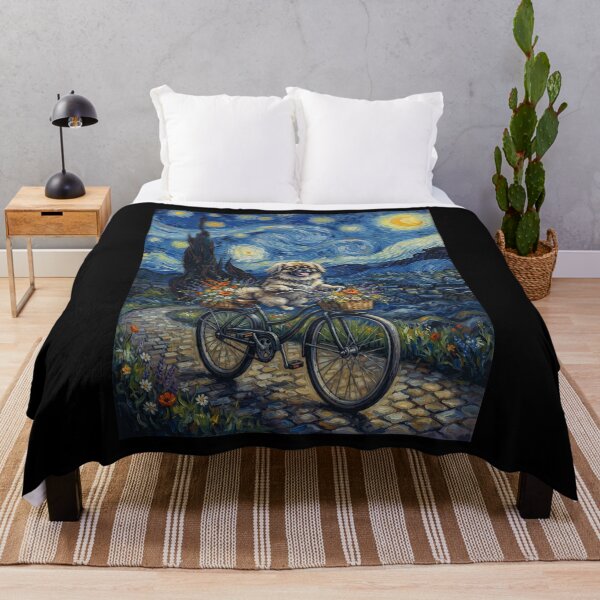 Item preview, Pekingese Biking Bike Starry Night Van Gogh Art Dog Lover designed and sold by dian-rody-crest.