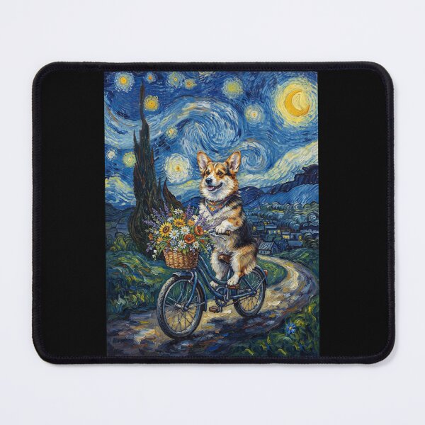 Item preview, Pembroke Welsh Corgi Biking Bike Starry Night Van Gogh Art Dog Lover designed and sold by dian-rody-crest.