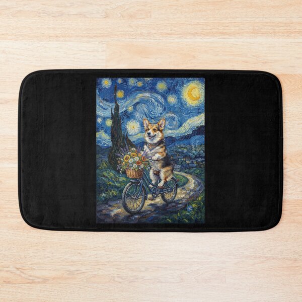 Item preview, Pembroke Welsh Corgi Biking Bike Starry Night Van Gogh Art Dog Lover designed and sold by dian-rody-crest.