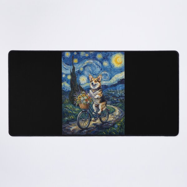 Item preview, Pembroke Welsh Corgi Biking Bike Starry Night Van Gogh Art Dog Lover designed and sold by dian-rody-crest.