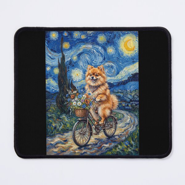 Item preview, Pomeranian Biking Bike Starry Night Van Gogh Art Dog Lover designed and sold by dian-rody-crest.