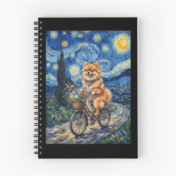 Item preview, Pomeranian Biking Bike Starry Night Van Gogh Art Dog Lover designed and sold by dian-rody-crest.