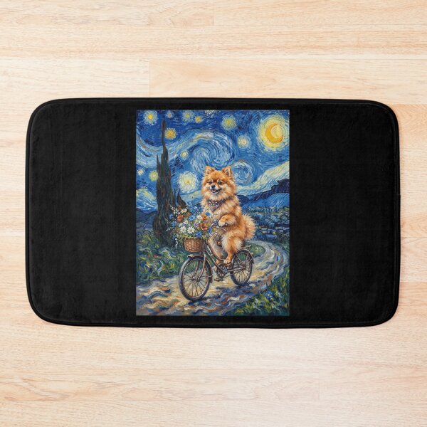 Item preview, Pomeranian Biking Bike Starry Night Van Gogh Art Dog Lover designed and sold by dian-rody-crest.