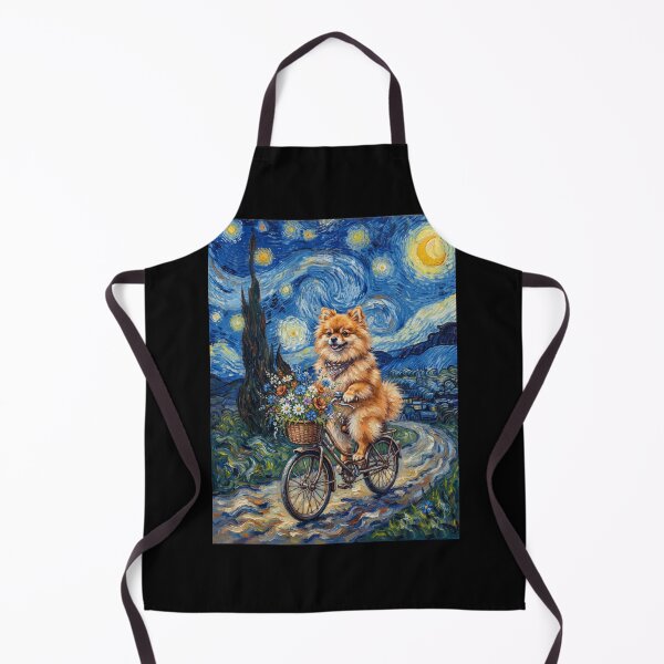 Item preview, Pomeranian Biking Bike Starry Night Van Gogh Art Dog Lover designed and sold by dian-rody-crest.