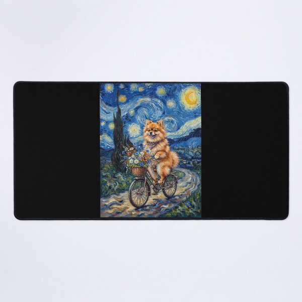 Item preview, Pomeranian Biking Bike Starry Night Van Gogh Art Dog Lover designed and sold by dian-rody-crest.